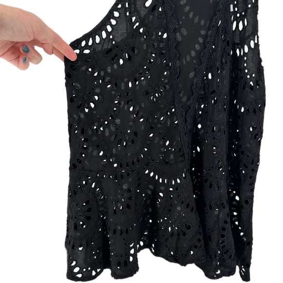 Intimately Free People Black Starry Eyelet Peplum Tank Top Racerback size Small - Picture 7 of 13
